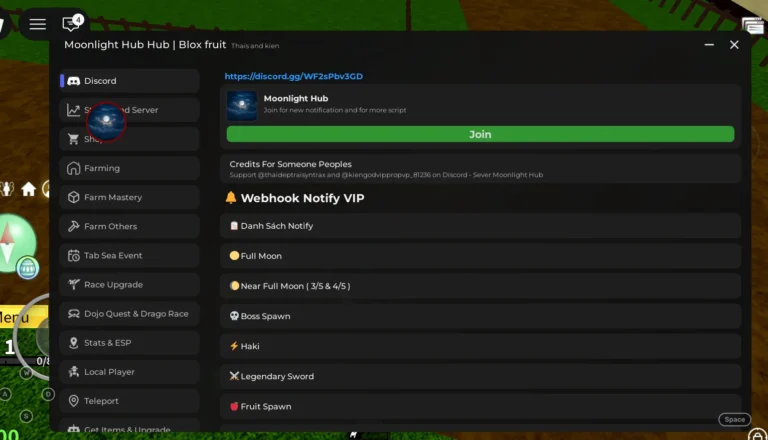 Moonlight Hub – Blox Fruits Script | NO KEY, Auto Farm Raid