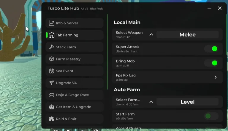 Turbo Lite Hub – Blox Fruits Script [Auto Farm, Dojo Quest]