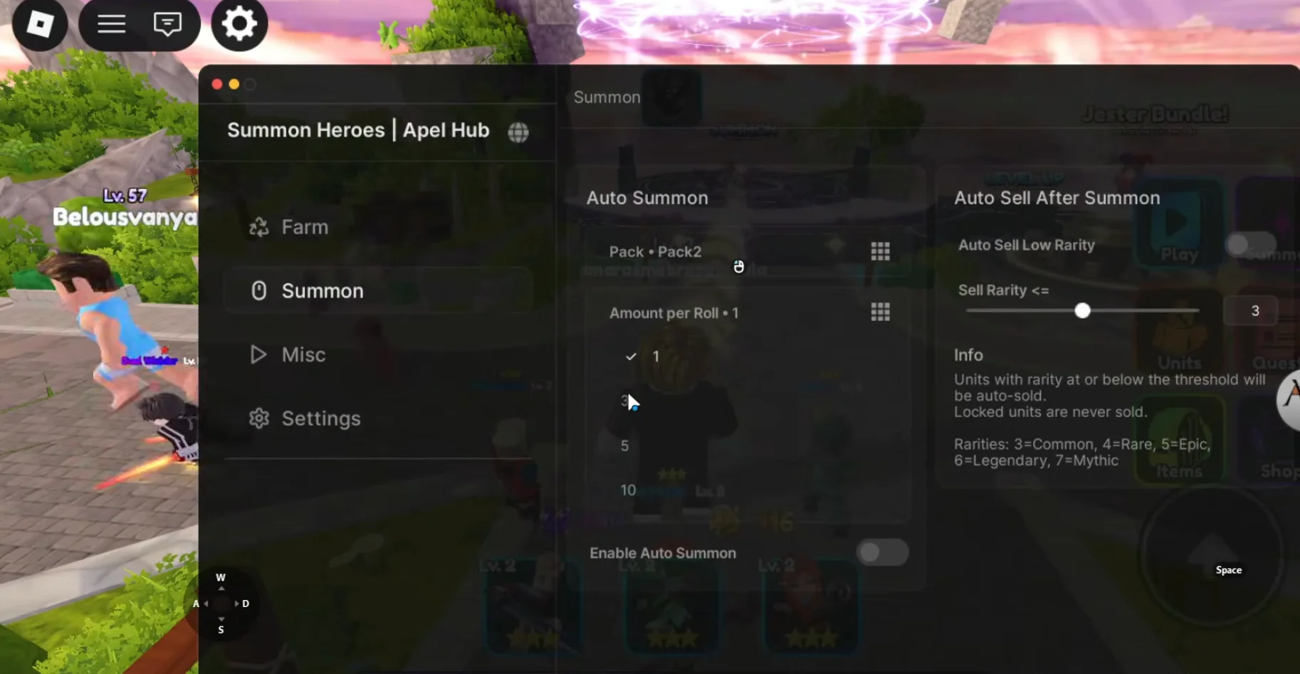 Apel Hub – Summon Heroes Script [Auto Summon, Auto Farm]