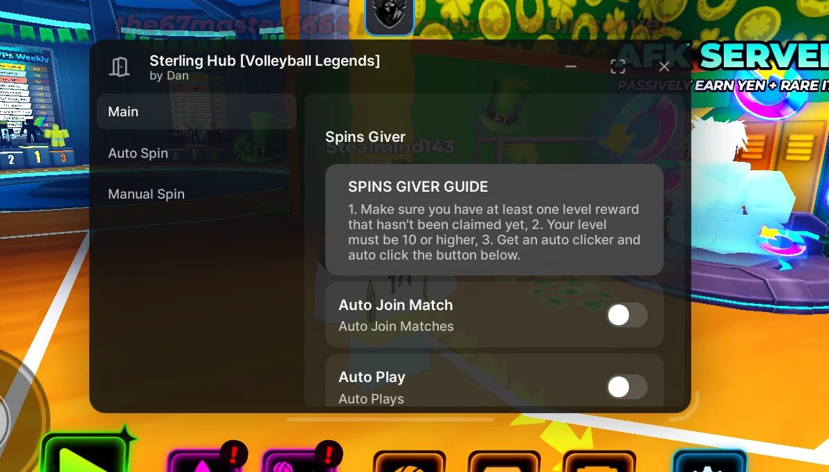 Sterling Hub – Volleyball Legends Script Delta [Auto Spin]