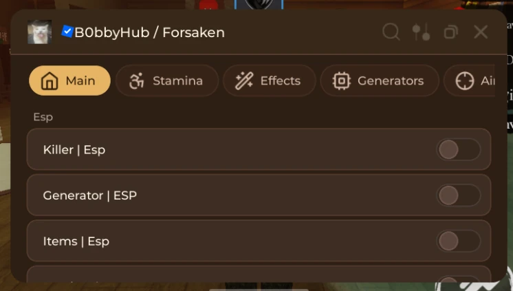 Forsaken Script [No Key] B0bby Hub – Fix Gen, ESP, Aimbot