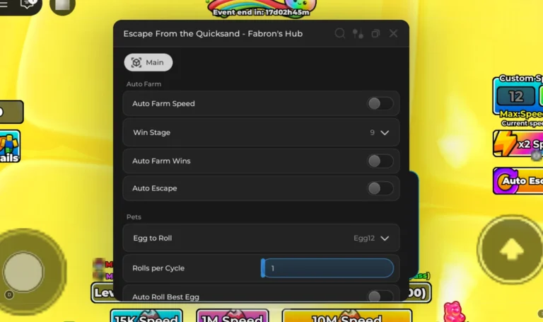 +1 Speed Quicksand Escape Script Fabron’s Hub – Auto Escape
