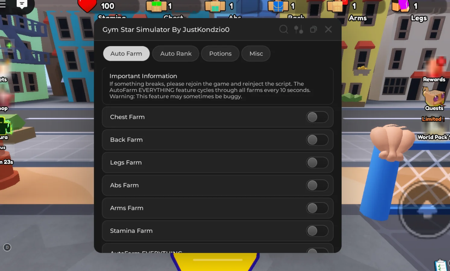 Gym Star Simulator Script JustKondzio0 [No Key] – Auto Farm