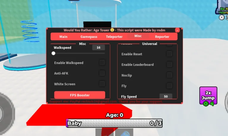 Would You Rather: Age Tower Script RNDM [No Key] – ESP, Fly
