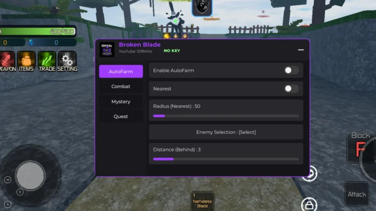 Broken Blade Script S0ftkillz [No Key] – AutoFarm, Auto Attack