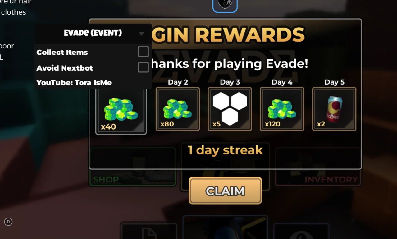 Evade Script Tora IsMe [No Key] – Avoid Nextbot, Collect Items