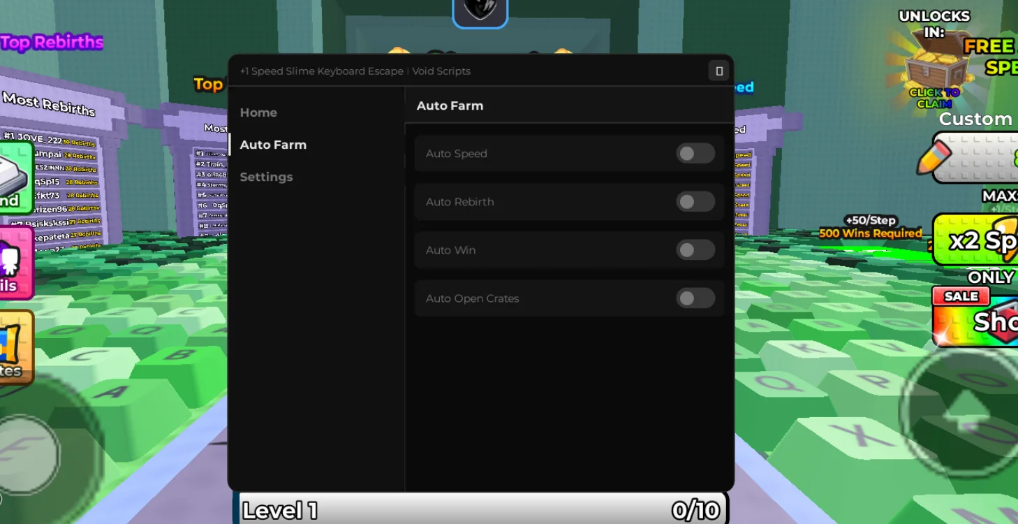 Void Hub | +1 Speed Slime Keyboard Escape Script | No Key, Auto Win