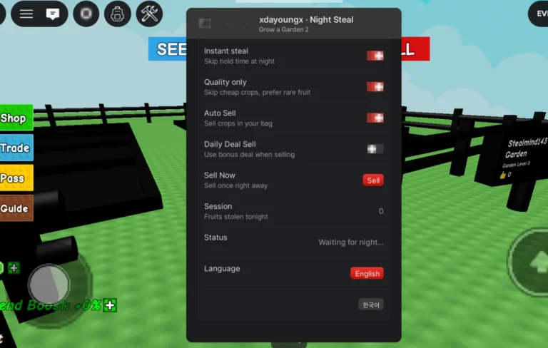 Grow a Garden 2 Script Xdayoungx Night Steal [No Key] – Auto Steal