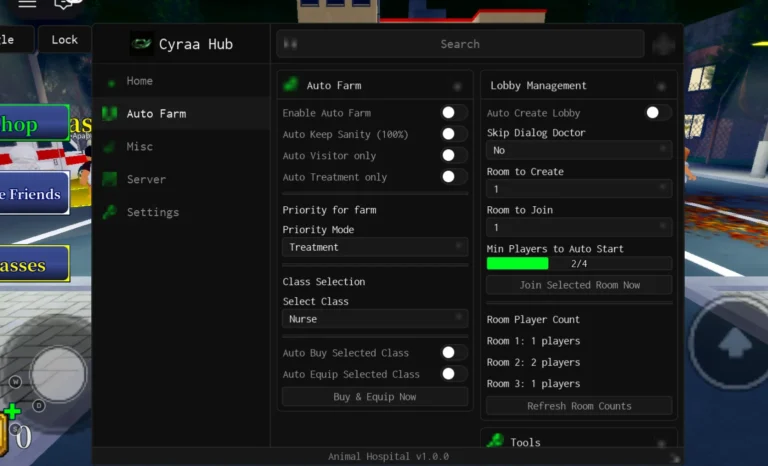 Cyra Hub | Animal Hospital Script | No Key, Auto Sanity