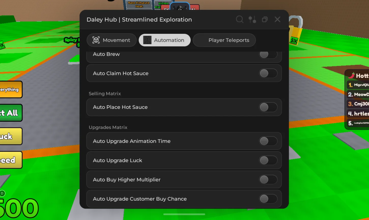Daley Hub | Make Hotsauce Script | Auto Claim Hot Sauce, Auto Brew