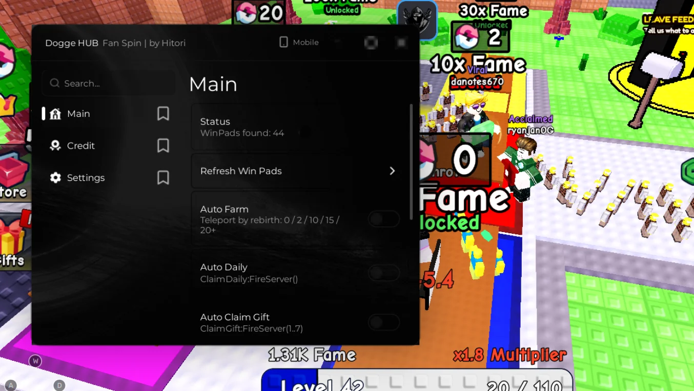 Dogge Hub | +1 Fan per Step Script | Auto Farm, Auto Win Pad