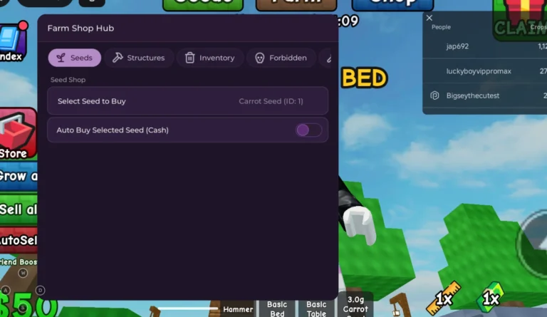 Farm Shop Hub | Grow It RNG Script | No Key, Select Seed To Buy