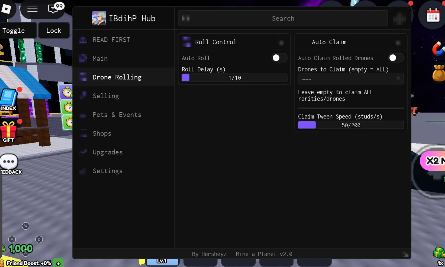 Mine a Planet Script | IBdihP Hub | No Key, Auto Claim Rolled Drones