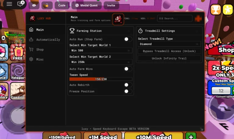 Luxy Hub | +1 Speed Keyboard Escape Script | No Key, Auto Farm Wins