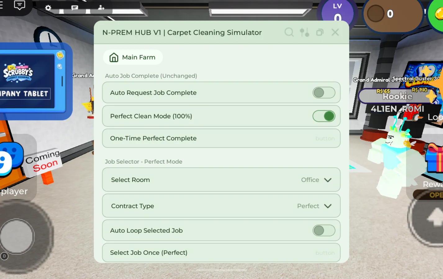 N-Prem Hub | Carpet Cleaning Simulator Script | No Key, Auto Job Complete