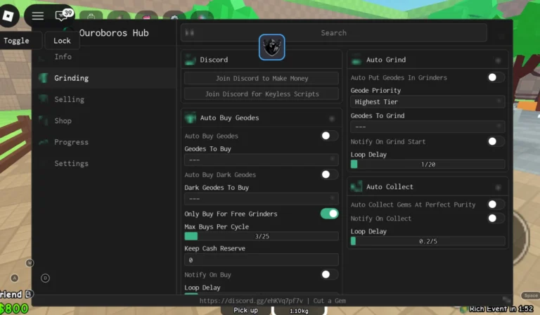 Cut a Gem Script | Ouroboros Hub | No Key, Auto Buy Geodes