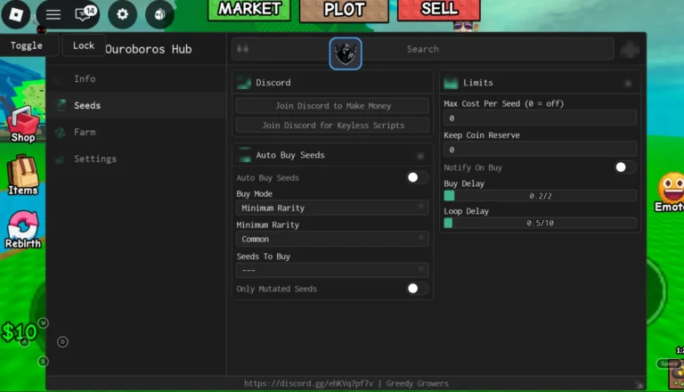 Greedy Growers Script | Ouroboros Hub | No Key, Auto Harvest