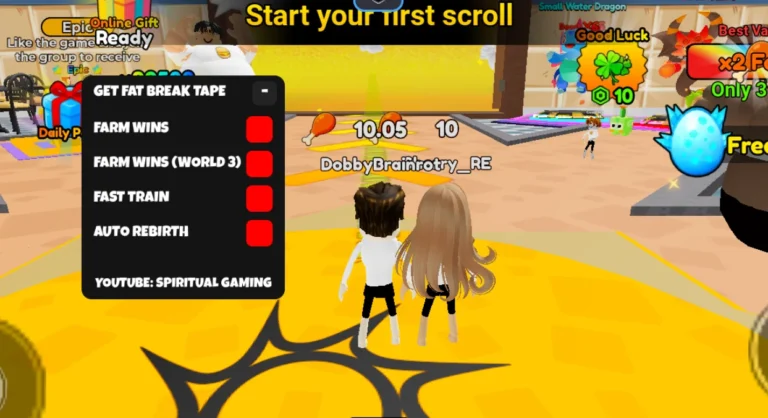 Spiritual Gaming | Get Fat to Break Tape Script | Auto Farm Wins