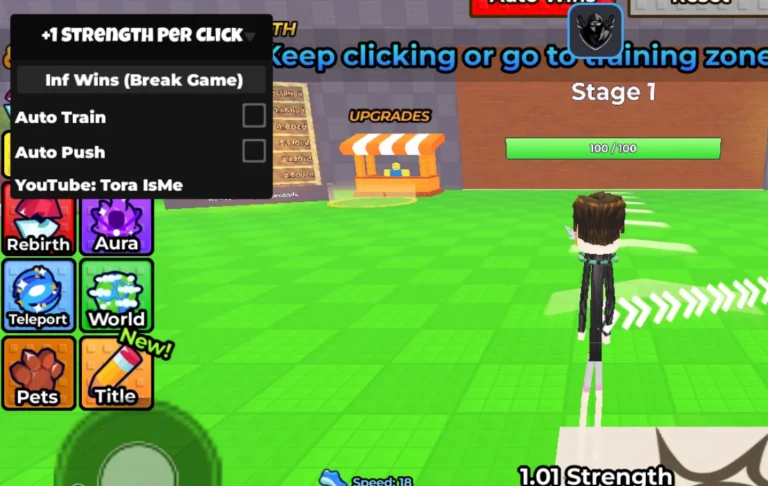 Tora IsMe | +1 Strength Per Click Script | No Key, INF Wins