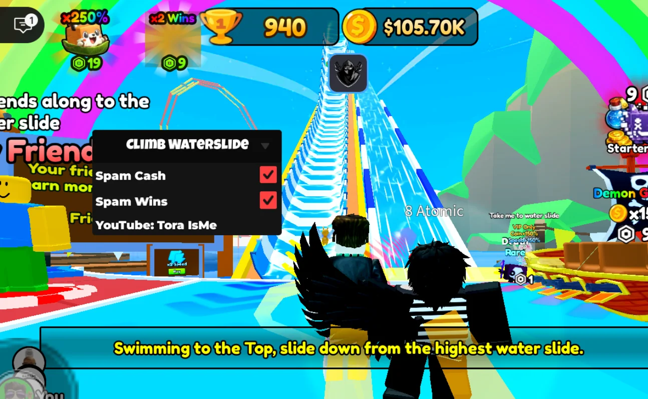 Tora IsMe | Climb Waterslide and Slide Script | No Key, INF Cash