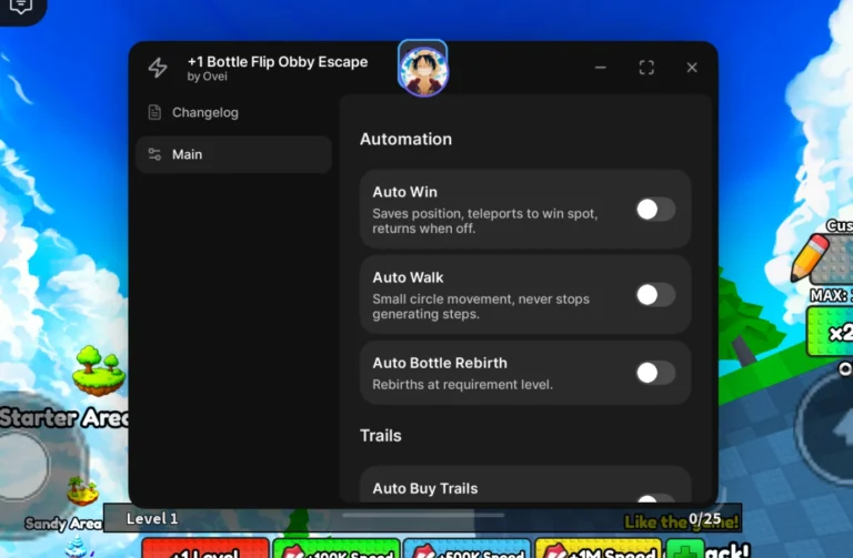 +1 Bottle Flip Obby Escape Script | Velox Hub | Auto Bottle Rebirth