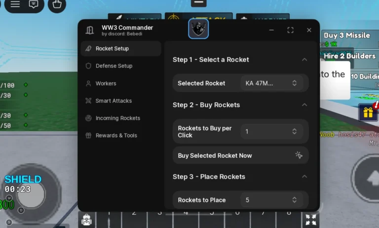 WW3 Commander Script | Bebedi Hub | Auto Rockets, Smart Player Attack