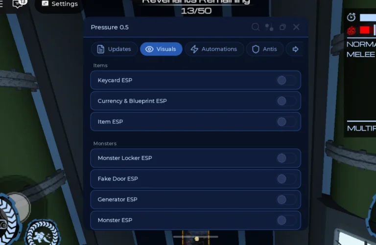 Pressure Script | Normal Player Hub | No Key, Monster ESP, Loot Aura