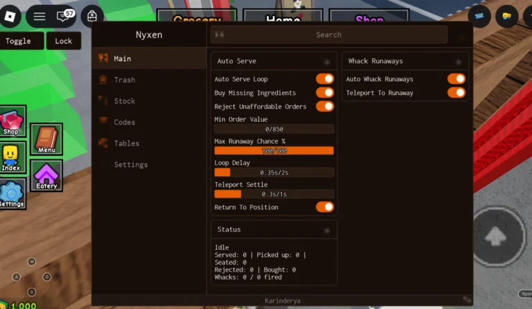 Karinderya Script | Nyxen Hub | No Key, Auto Serve Loop