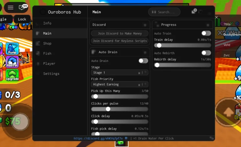 +1 Drain Water Per Click Script | Ouroboros Hub | No Key, Auto Drain