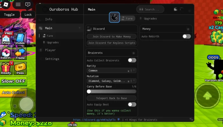 +1 Wings for Brainrots Script | Ouroboros Hub | No Key, Auto Collect Brainrots