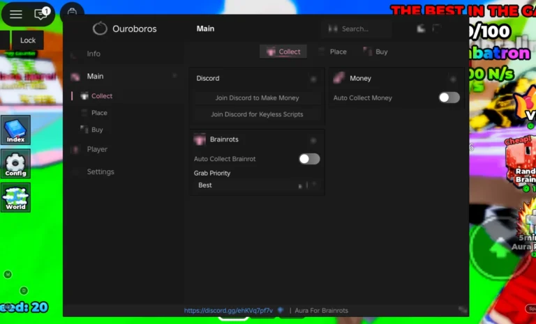 Aura For Brainrots Script | Ouroboros Hub | No Key, Auto Collect Brainrot