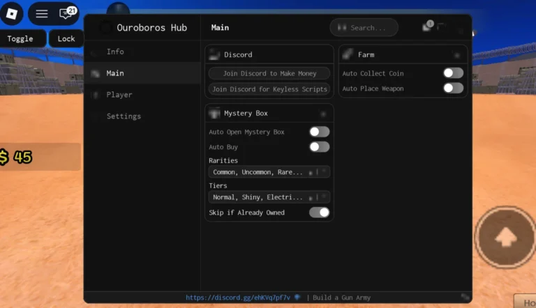 Build a Gun Army Script | Ouroboros Hub | No Key, Auto Place Weapon