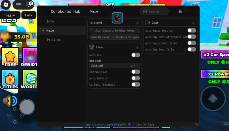 Cars VS Tape Script | Ouroboros Hub | No Key, Auto Win