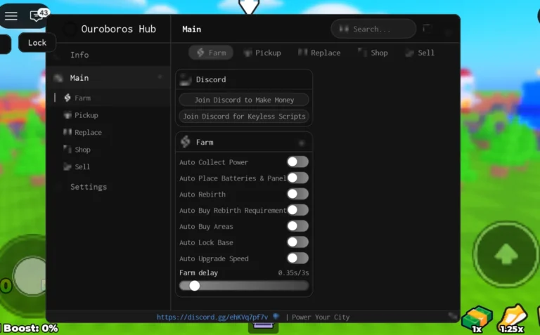Power Your City Script | Ouroboros Hub | No Key, Auto Collect Power