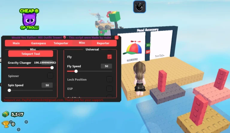 Would You Rather: MIX Outfit Tower Script | RNDM | No Key, Fly