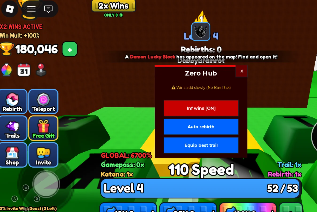 +1 Speed Ninja Keyboard Escape Script | Zero Hub | INF Wins